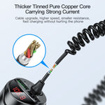 C68 LED Display Digitale QC3.0 Caricabatteria da Auto Veloce 3 in 1 con Cavo a Molla, C68 with Spring Cable, C68 (Silver)