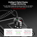 C68 LED Display Digitale QC3.0 Caricabatteria da Auto Veloce 3 in 1 con Cavo a Molla, C68 with Spring Cable, C68 (Silver)