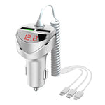 C68 LED Display Digitale QC3.0 Caricabatteria da Auto Veloce 3 in 1 con Cavo a Molla, C68 with Spring Cable, C68 (Silver)