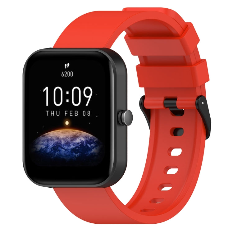 Cinturino in silicone con passo da 20 mm Fibbia nera in acciaio inossidabile, For Amazfit Bip 3