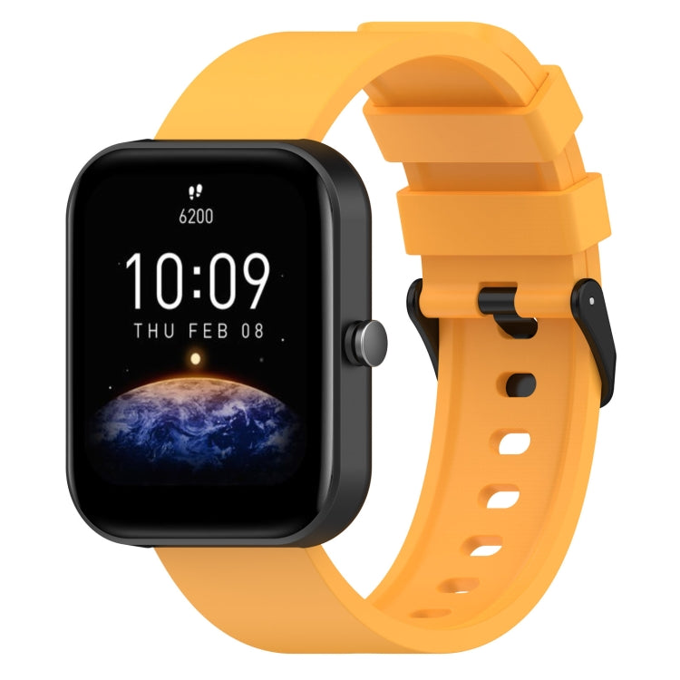 Cinturino in silicone con passo da 20 mm Fibbia nera in acciaio inossidabile, For Amazfit Bip 3