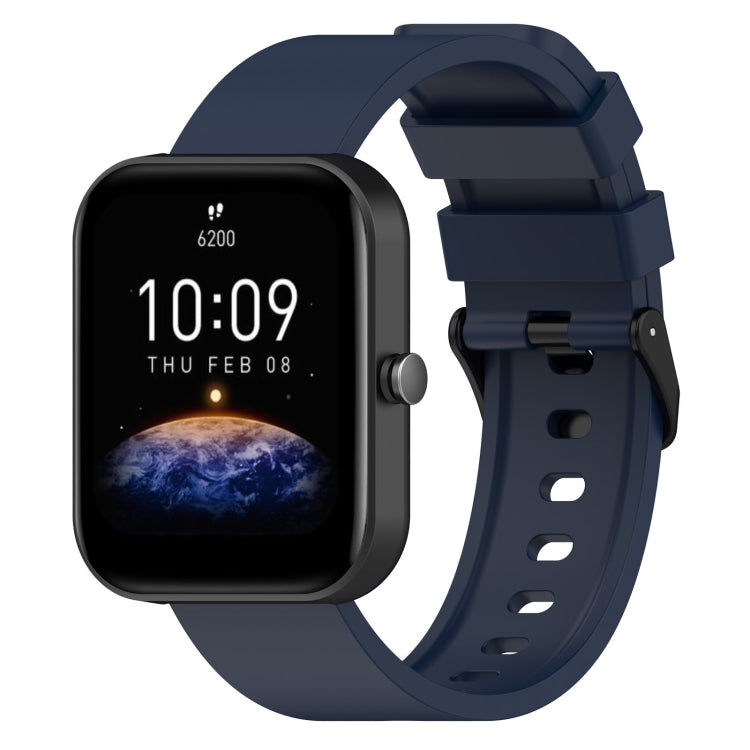 Cinturino in silicone con passo da 20 mm Fibbia nera in acciaio inossidabile, For Amazfit Bip 3