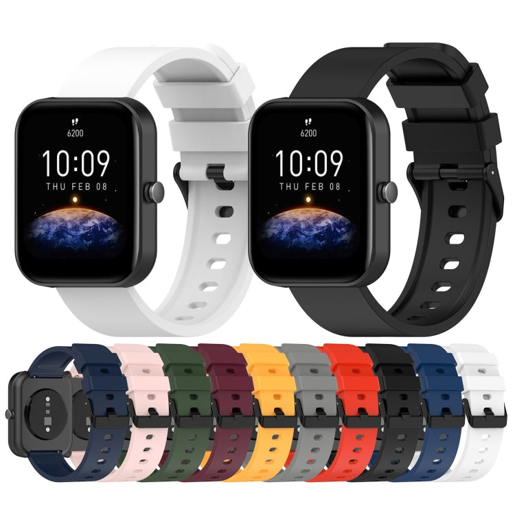 Cinturino in silicone con passo da 20 mm Fibbia nera in acciaio inossidabile, For Amazfit Bip 3