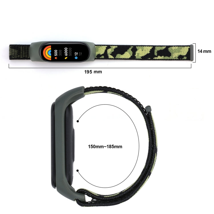 Cinturino in tessuto mimetico integrato con passante in nylon, For Xiaomi Mi Band 5/6/7