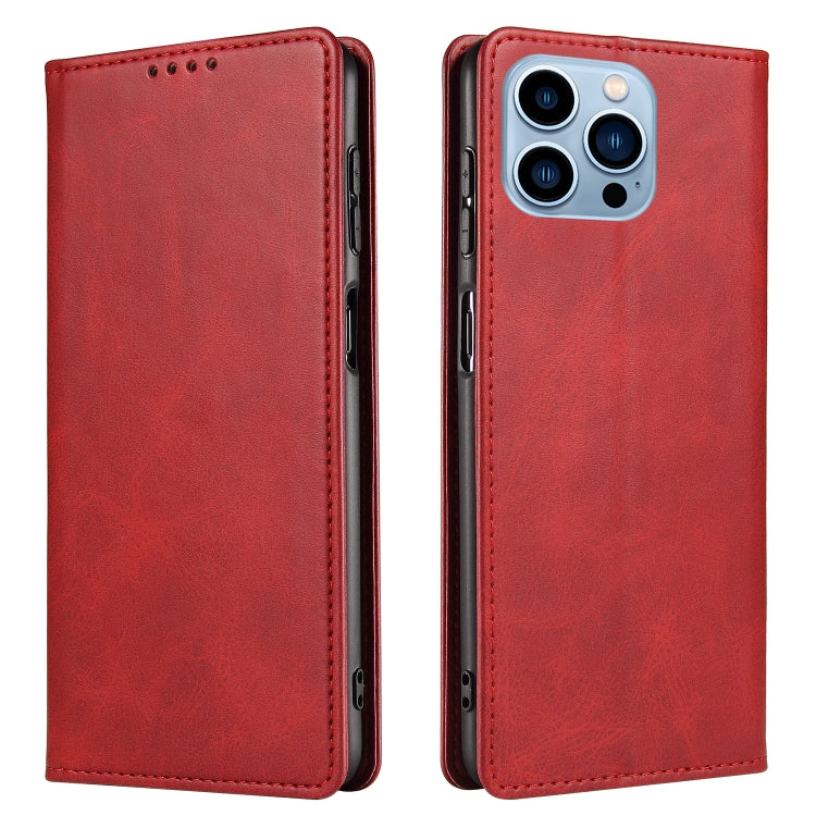 Custodia per telefono in pelle con vibrazione magnetica in vitello, For iPhone 14, For iPhone 14 Plus, For iPhone 14 Pro, For iPhone 14 Pro Max
