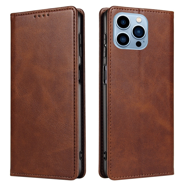 Custodia per telefono in pelle con vibrazione magnetica in vitello, For iPhone 14, For iPhone 14 Plus, For iPhone 14 Pro, For iPhone 14 Pro Max