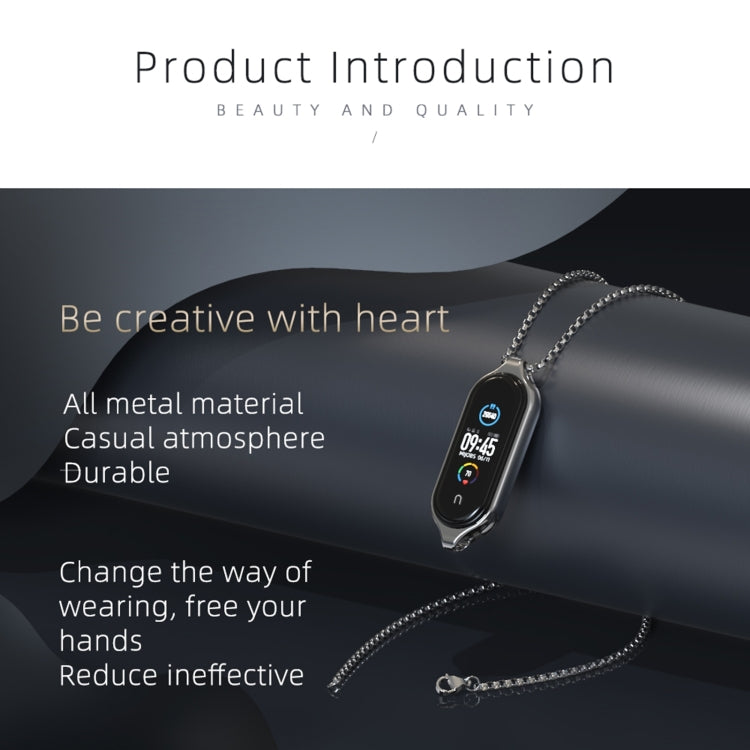 Per Xiaomi Mi Band 7/7 NFC MIJOBS Collana con ciondolo in metallo in acciaio inossidabile, For Xiaomi Mi Band 7 / 7 NFC