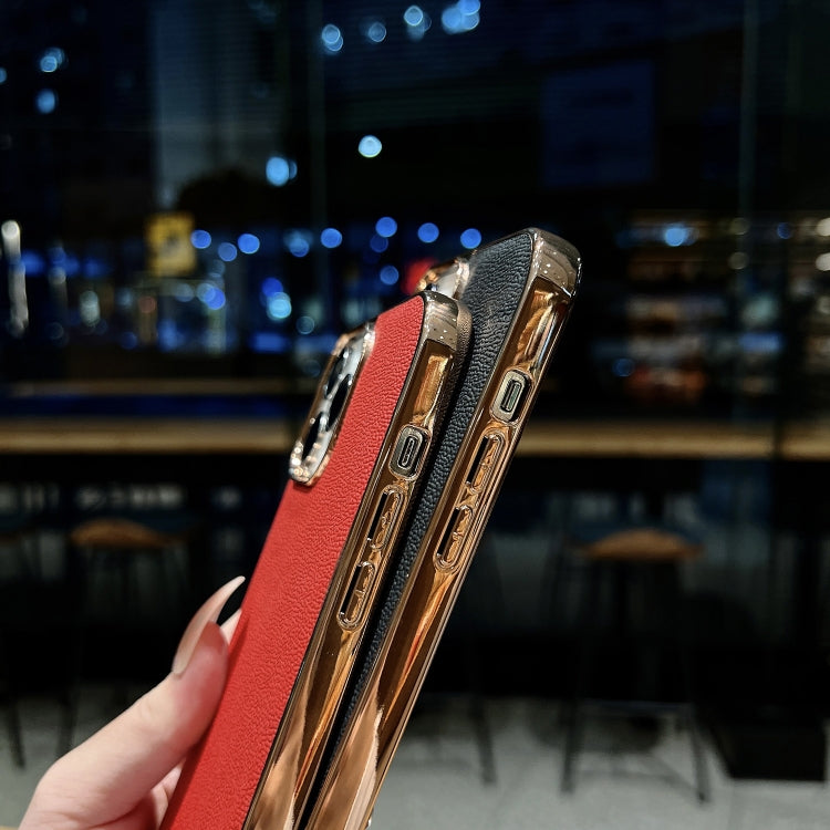 Custodia per telefono galvanica nano serie Luolai in vera pelle, For iPhone 14, For iPhone 14 Plus, For iPhone 14 Pro, For iPhone 14 Pro Max, For iPhone 13, For iPhone 13 Pro