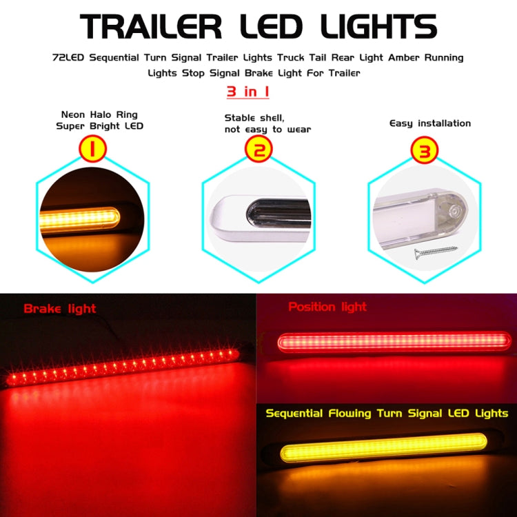 2 PCS 72LED Fanale posteriore bicolore per freno a mano