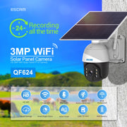 ESCAM QF624 Telecamera IP PT con pannello solare WiFi impermeabile 1080P HD IP66 senza batteria, QF624