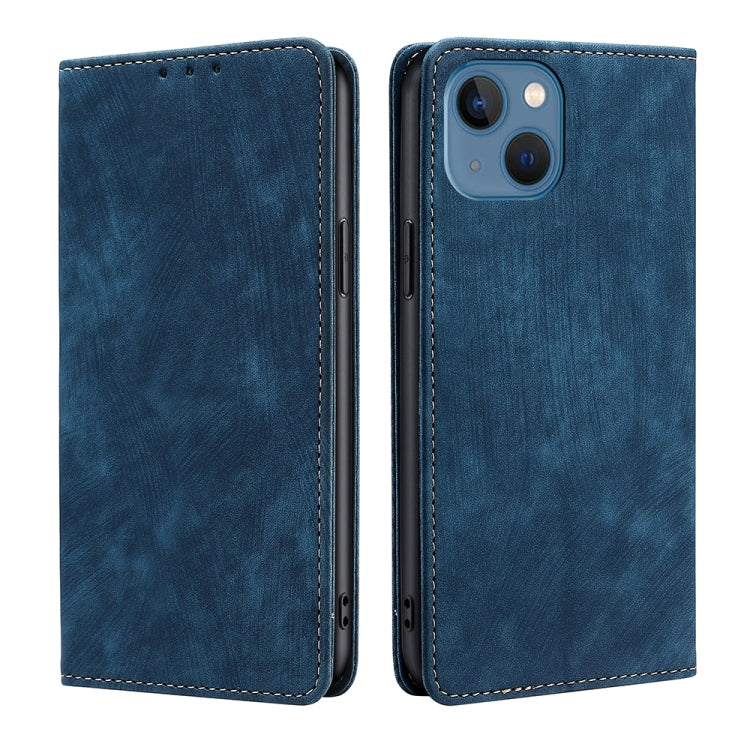 Custodia per telefono in pelle magnetica con spazzola antifurto RFID, For iPhone 14, For iPhone 14 Plus, For iPhone 14 Pro, For iPhone 14 Pro Max