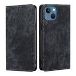Custodia per telefono in pelle magnetica con spazzola antifurto RFID, For iPhone 14, For iPhone 14 Plus, For iPhone 14 Pro, For iPhone 14 Pro Max