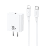 REMAX RP-U5 Extreme 2 Series Caricabatterie PD da 20 W + 1 m USB-C / Type-C a 8 pin Set di cavi dati per ricarica rapida, CN Plug, EU Plug, US Plug