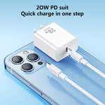 REMAX RP-U5 Extreme 2 Series Caricabatterie PD da 20 W + 1 m USB-C / Type-C a 8 pin Set di cavi dati per ricarica rapida, CN Plug, EU Plug, US Plug