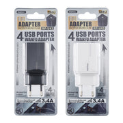 Caricabatterie rapido REMAX RP-U43 3.4A 4 porte USB, EU Plug, UK Plug