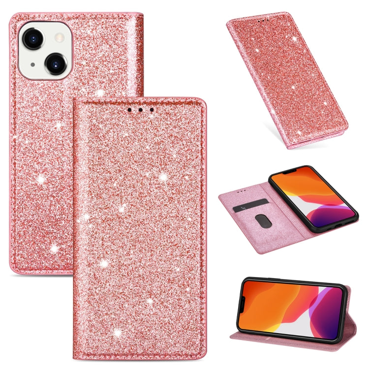 Custodia in pelle flip orizzontale magnetica ultrasottile con glitter con supporto e slot per schede, For iPhone 14, For iPhone 14 Max, For iPhone 14 Pro, For iPhone 14 Pro Max