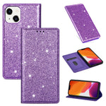 Custodia in pelle flip orizzontale magnetica ultrasottile con glitter con supporto e slot per schede, For iPhone 14, For iPhone 14 Max, For iPhone 14 Pro, For iPhone 14 Pro Max