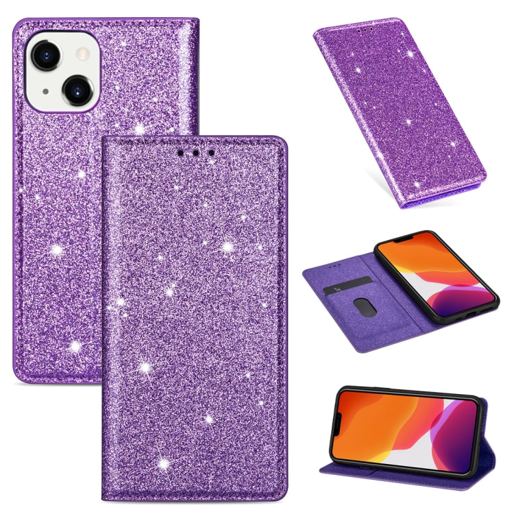 Custodia in pelle flip orizzontale magnetica ultrasottile con glitter con supporto e slot per schede, For iPhone 14, For iPhone 14 Max, For iPhone 14 Pro, For iPhone 14 Pro Max