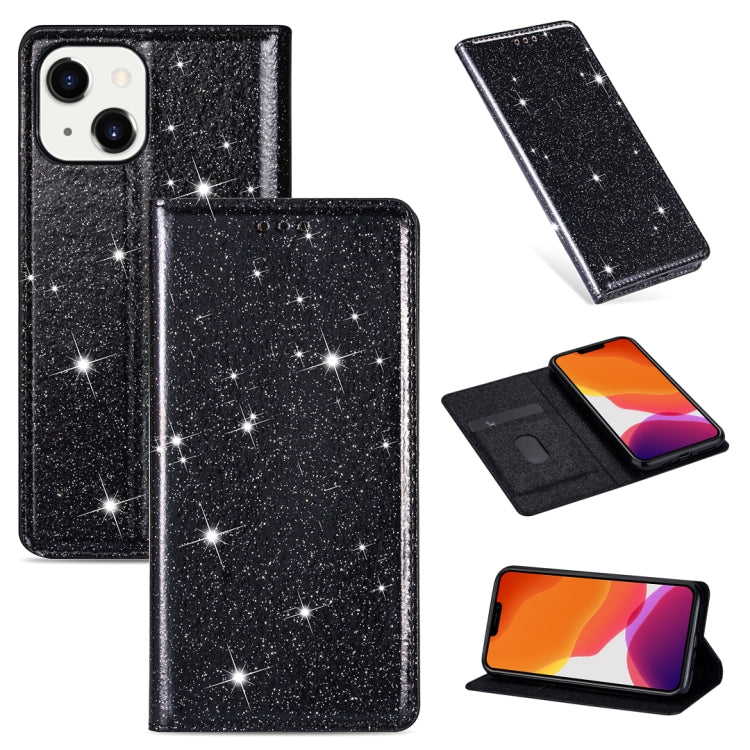 Custodia in pelle flip orizzontale magnetica ultrasottile con glitter con supporto e slot per schede, For iPhone 14, For iPhone 14 Max, For iPhone 14 Pro, For iPhone 14 Pro Max