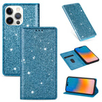 Custodia in pelle flip orizzontale magnetica ultrasottile con glitter con supporto e slot per schede, For iPhone 14, For iPhone 14 Max, For iPhone 14 Pro, For iPhone 14 Pro Max