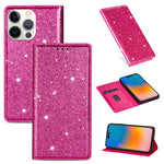 Custodia in pelle flip orizzontale magnetica ultrasottile con glitter con supporto e slot per schede, For iPhone 14, For iPhone 14 Max, For iPhone 14 Pro, For iPhone 14 Pro Max