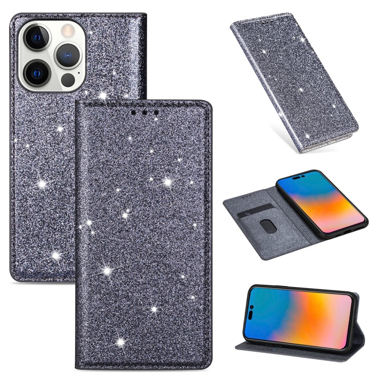 Custodia in pelle flip orizzontale magnetica ultrasottile con glitter con supporto e slot per schede, For iPhone 14, For iPhone 14 Max, For iPhone 14 Pro, For iPhone 14 Pro Max