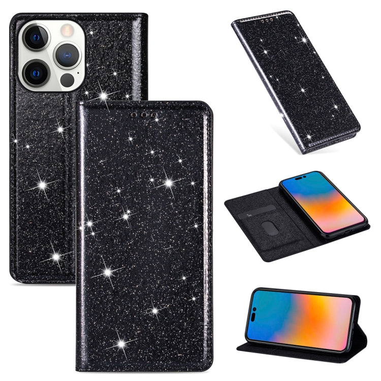 Custodia in pelle flip orizzontale magnetica ultrasottile con glitter con supporto e slot per schede, For iPhone 14, For iPhone 14 Max, For iPhone 14 Pro, For iPhone 14 Pro Max