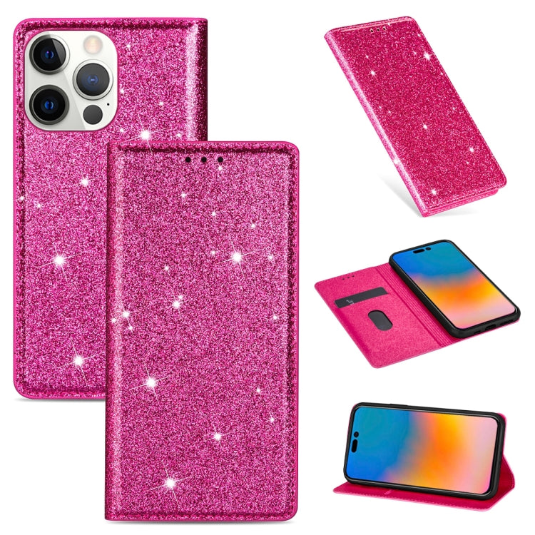 Custodia in pelle flip orizzontale magnetica ultrasottile con glitter con supporto e slot per schede, For iPhone 14, For iPhone 14 Max, For iPhone 14 Pro, For iPhone 14 Pro Max