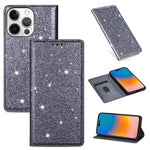 Custodia in pelle flip orizzontale magnetica ultrasottile con glitter con supporto e slot per schede, For iPhone 14, For iPhone 14 Max, For iPhone 14 Pro, For iPhone 14 Pro Max