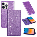 Custodia in pelle flip orizzontale magnetica ultrasottile con glitter con supporto e slot per schede, For iPhone 14, For iPhone 14 Max, For iPhone 14 Pro, For iPhone 14 Pro Max