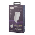REMAX RP-U55 Territory Series Caricatore rapido USB da 65 W + doppia interfaccia USB-C / Tipo-C, EU Plug, UK Plug, CN Plug