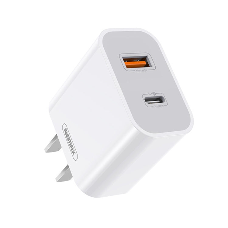 Caricabatterie rapido REMAX RP-U68 serie Speedy da 20 W con interfaccia USB+USB-C/Type-C, CN Plug, EU Plug, UK Plug, US Plug