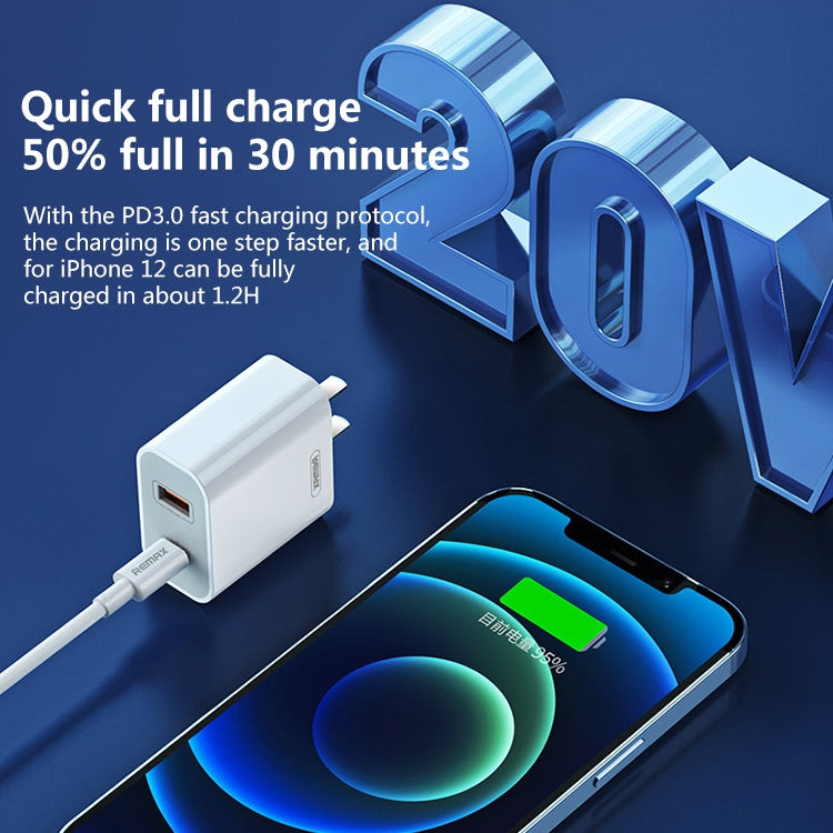 Caricabatterie rapido REMAX RP-U68 serie Speedy da 20 W con interfaccia USB+USB-C/Type-C, CN Plug, EU Plug, UK Plug, US Plug