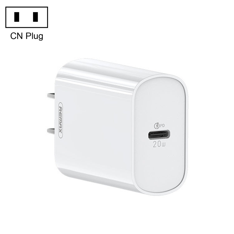 Caricabatterie rapido REMAX RP-U70 Jane Series 20W USB-C/Type-C PD, CN Plug, EU Plug, UK Plug, US Plug