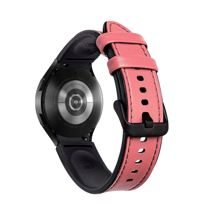 Cinturino per orologio con fibbia nera in silicone + pelle, For Samsung Galaxy Watch5 Pro 45mm/5 44mm/5 40mm