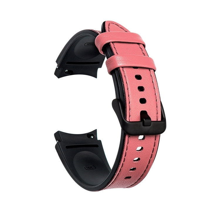 Cinturino per orologio con fibbia nera in silicone + pelle, For Samsung Galaxy Watch5 Pro 45mm/5 44mm/5 40mm