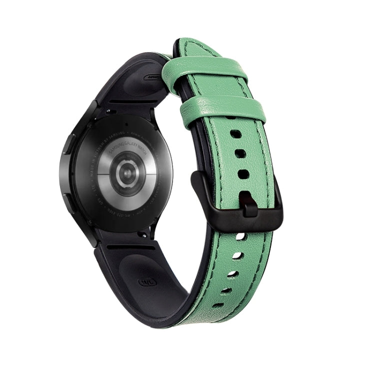 Cinturino per orologio con fibbia nera in silicone + pelle, For Samsung Galaxy Watch5 Pro 45mm/5 44mm/5 40mm