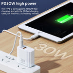 REMAX RP-U82 Caricabatterie rapido a doppia interfaccia USB+USB-C/Type-C da 30 W, CN Plug, EU Plug, UK Plug, US Plug