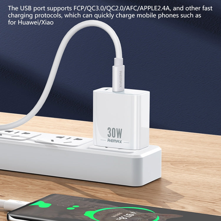 REMAX RP-U82 Caricabatterie rapido a doppia interfaccia USB+USB-C/Type-C da 30 W, CN Plug, EU Plug, UK Plug, US Plug