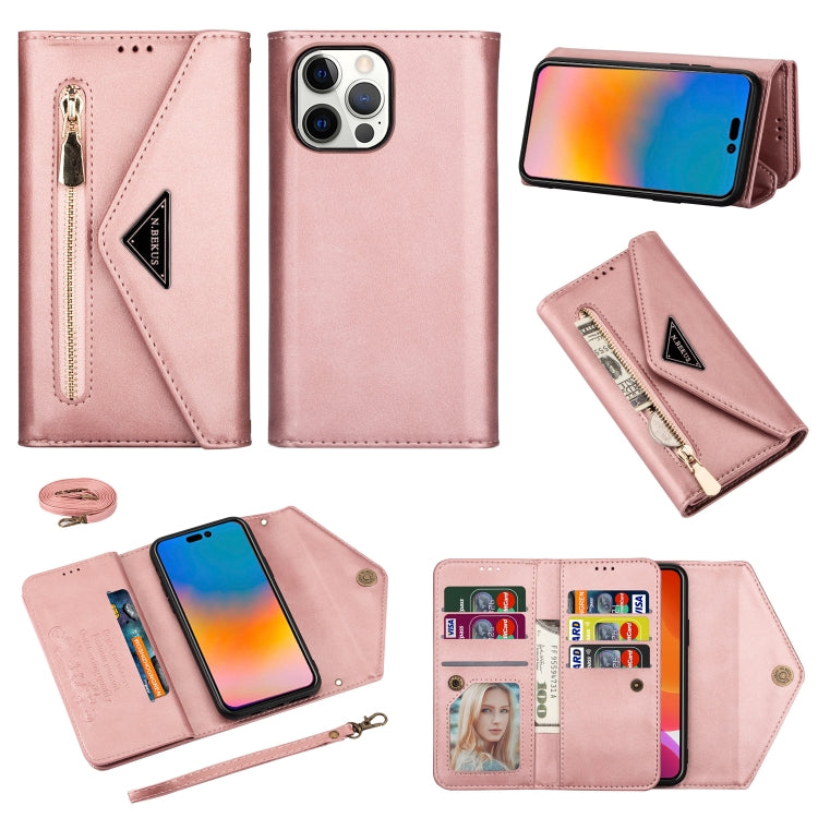 Custodia in pelle Flip orizzontale con cerniera Skin Feel, For iPhone 14, For iPhone 14 Max, For iPhone 14 Pro, For iPhone 14 Pro Max