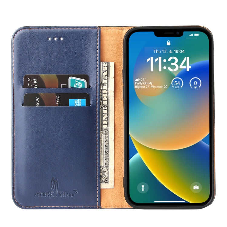 Fierre Shann PU Custodia per telefono in vera pelle con texture in pelle, For iPhone 14, For iPhone 14 Plus, For iPhone 14 Pro, For iPhone 14 Pro Max
