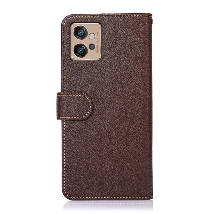 KHAZNEH Custodia per telefono RFID in pelle con texture Litchi, For Motorola Moto G32