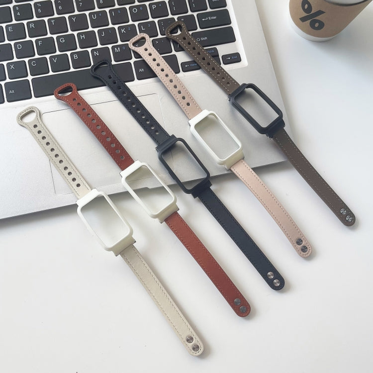 Cinturino in pelle con doppio rivetto, For Xiaomi Mi Band 7 Pro