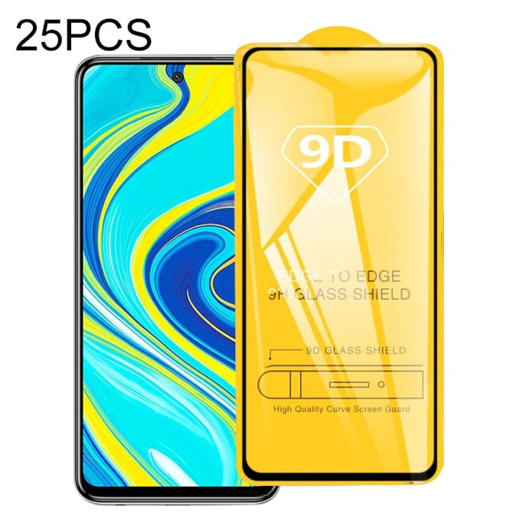 25 pellicole in vetro temperato a schermo intero con colla piena 9D, For Xiaomi Redmi Note 9 (25 PCS)