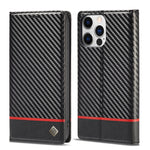 Custodia in pelle PU + TPU in fibra di carbonio LC.IMEEKE, For iPhone 14, For iPhone 14 Plus, For iPhone 14 Pro, For iPhone 14 Pro Max