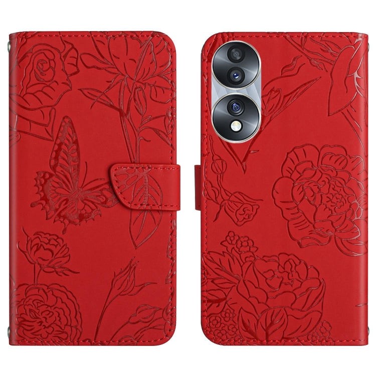 HT03 Cassa del telefono di cuoio di vibrazione impressa farfalla di sensibilità della pelle, For Realme GT Neo2, For Honor 70, For Realme GT Neo 3