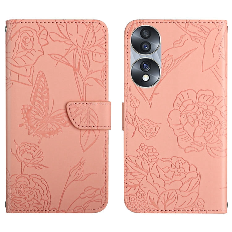 HT03 Cassa del telefono di cuoio di vibrazione impressa farfalla di sensibilità della pelle, For Realme GT Neo2, For Honor 70, For Realme GT Neo 3