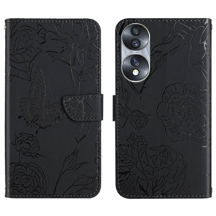 HT03 Cassa del telefono di cuoio di vibrazione impressa farfalla di sensibilità della pelle, For Realme GT Neo2, For Honor 70, For Realme GT Neo 3