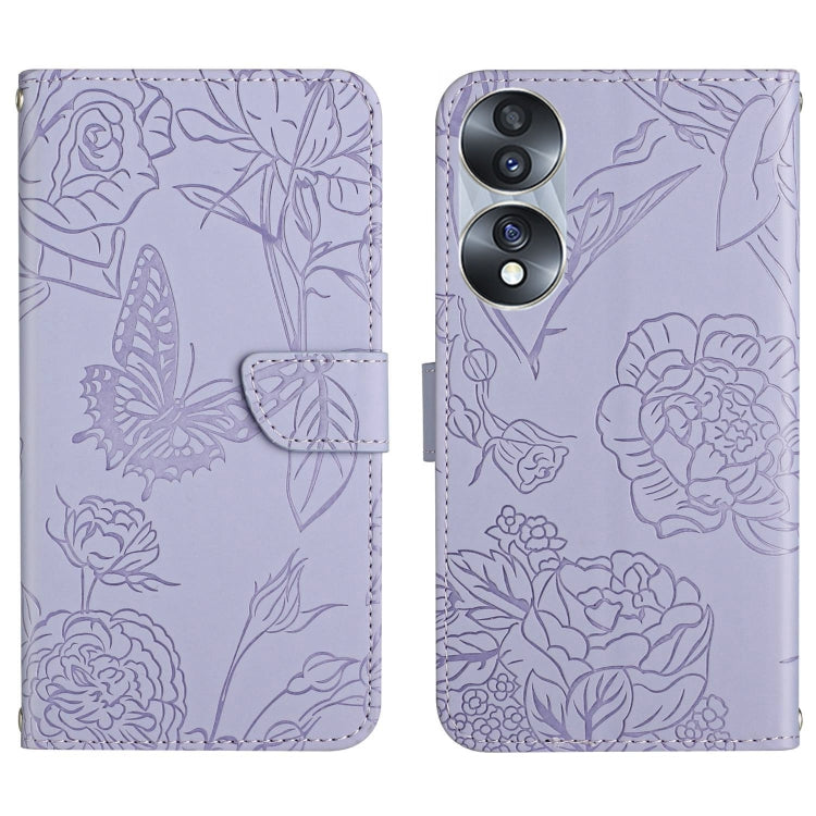 HT03 Cassa del telefono di cuoio di vibrazione impressa farfalla di sensibilità della pelle, For Realme GT Neo2, For Honor 70, For Realme GT Neo 3