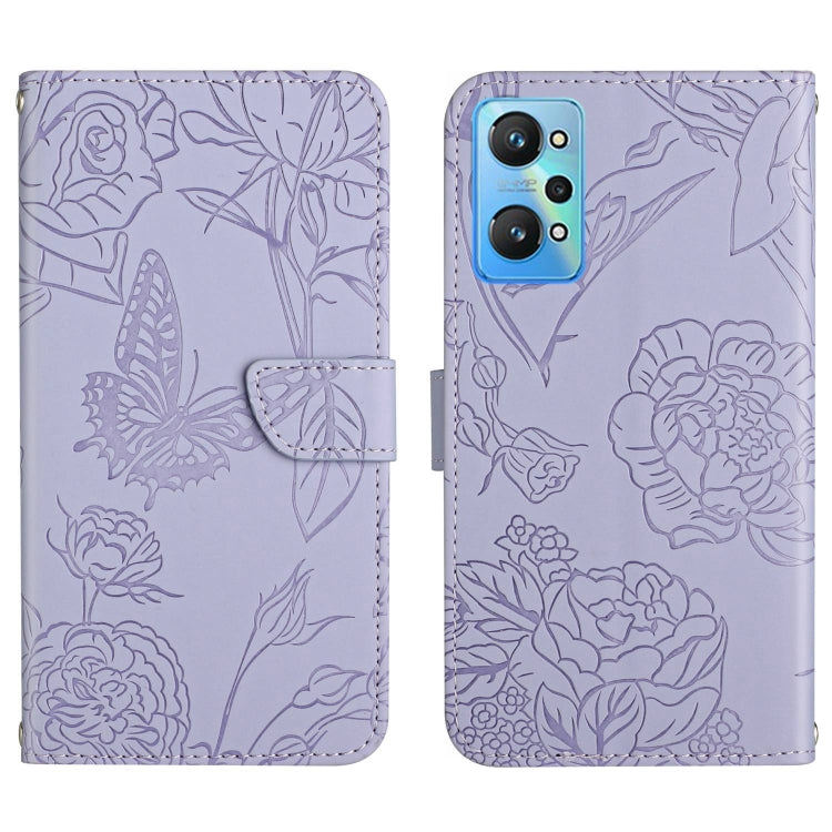 HT03 Cassa del telefono di cuoio di vibrazione impressa farfalla di sensibilità della pelle, For Realme GT Neo2, For Honor 70, For Realme GT Neo 3
